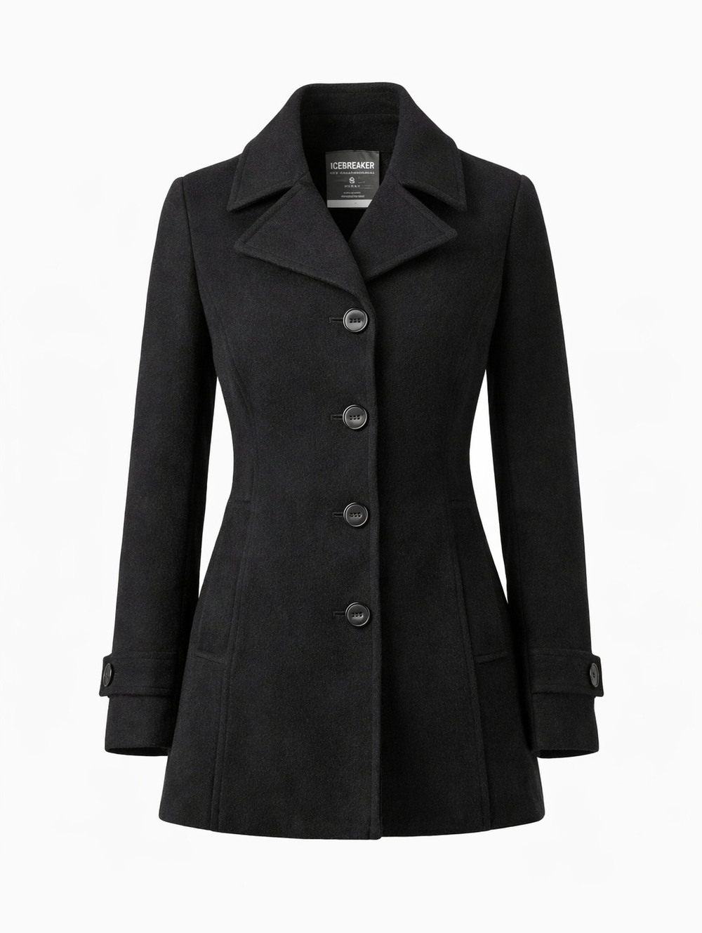 Icebreaker Black Merino Wool Peacoat Jacket Women’s Small | NZ Wool Winter Coat